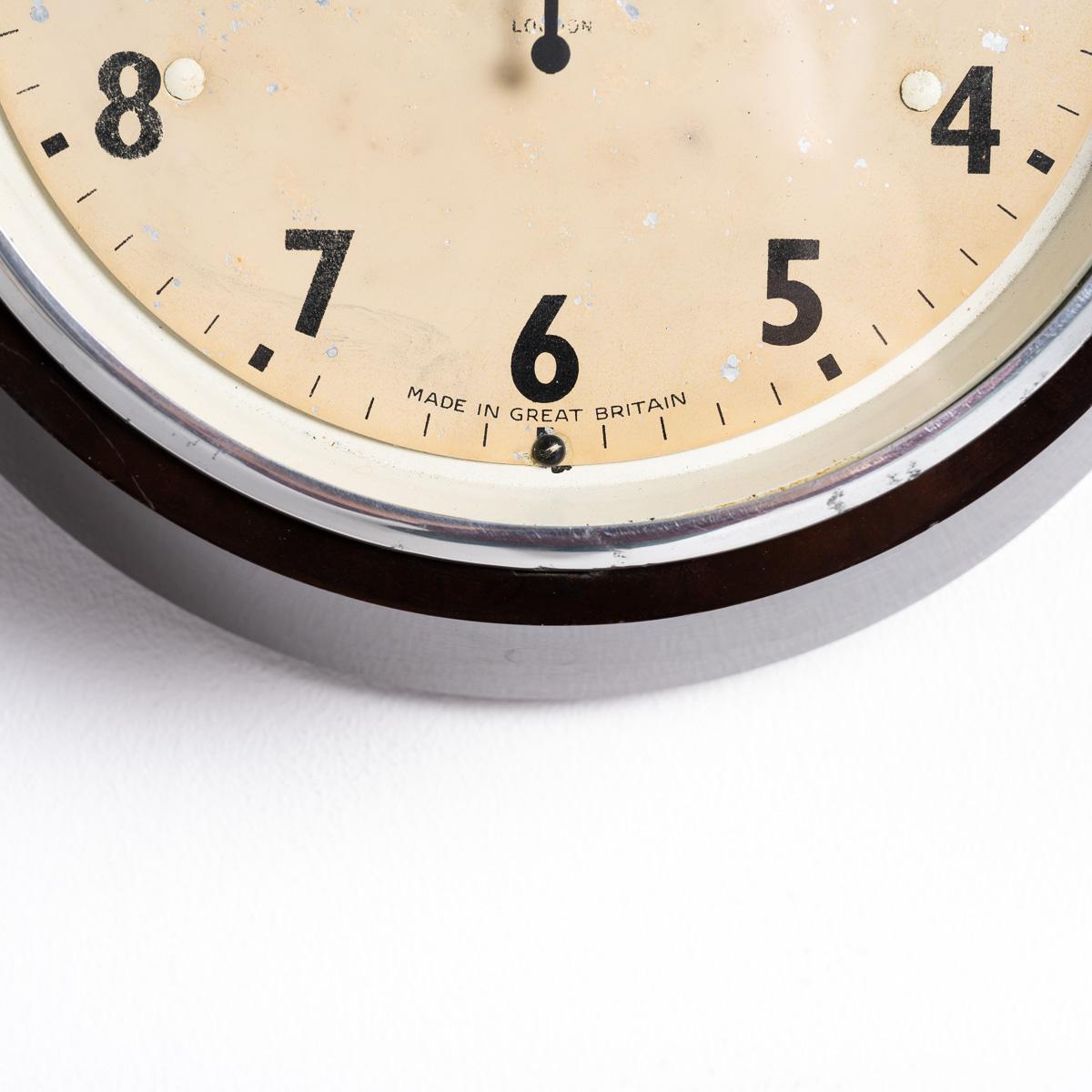 Small Antique Bakelite Factory Clocks by Smiths English Clock Systems '7' In Good Condition In Nottingham, GB
