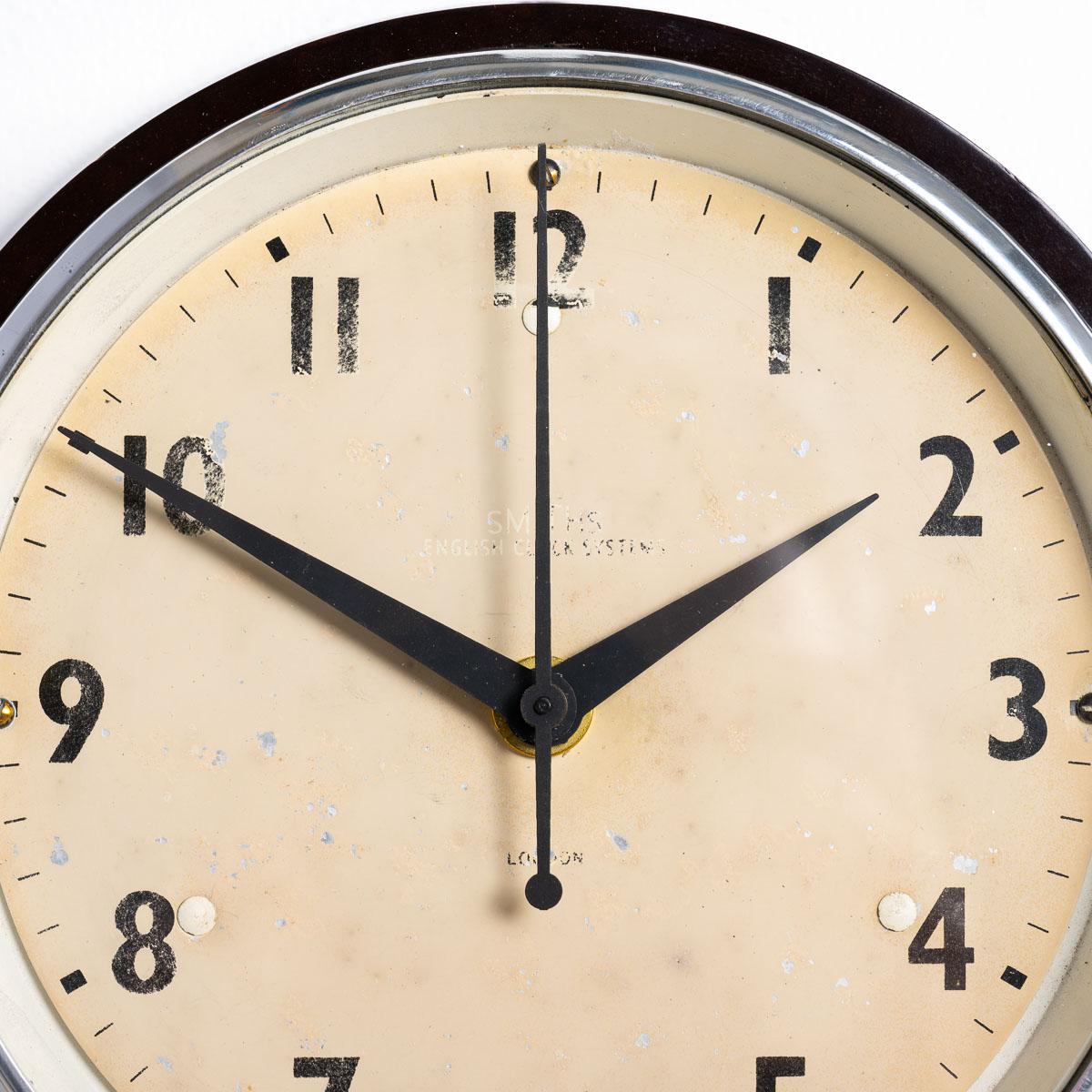 Glass Small Antique Bakelite Factory Clocks by Smiths English Clock Systems '7'