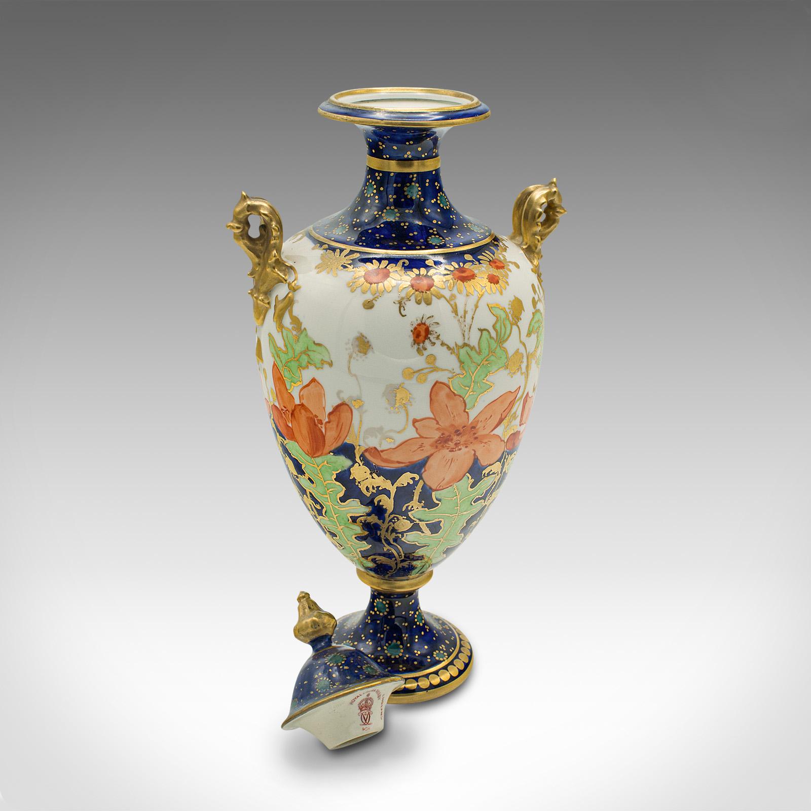 Small Antique Baluster Urn, English, Ceramic, Decorative Posy Vase, Victorian For Sale 1