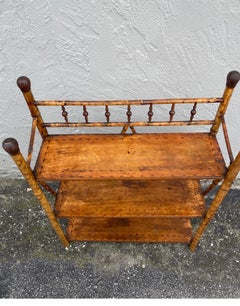 Small Antique Bamboo Three Tier Shelf
