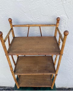 Small Antique Bamboo Three Tier Shelf