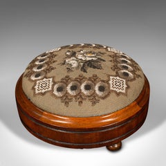 Small Antique Beaded Footstool, English, Kneeling Stool, Victorian, Circa 1860