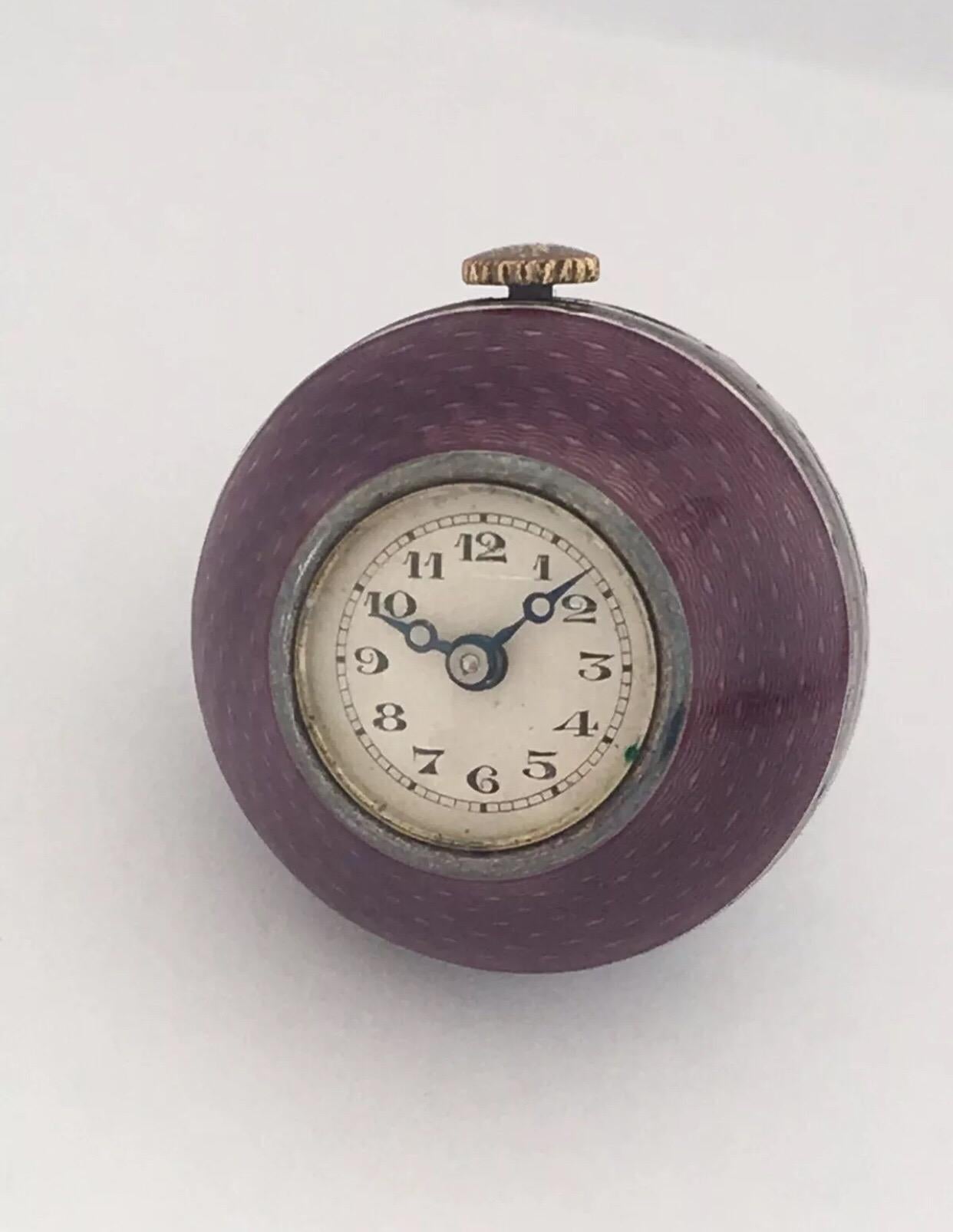 Small Antique Beautiful Enamel Pendant / Ball Watch In Fair Condition For Sale In Carlisle, GB