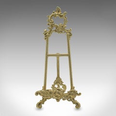 Small Antique Bedside Picture Stand, English, Brass Book Rest, Art Nouveau, 1920