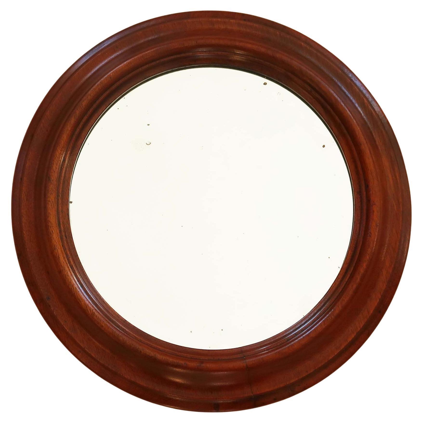 Petit Antique Bevel Edged Round Porthole Mirror, English, C.1860