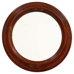 Small Antique Bevel Edged Round Porthole Mirror, English, C.1860