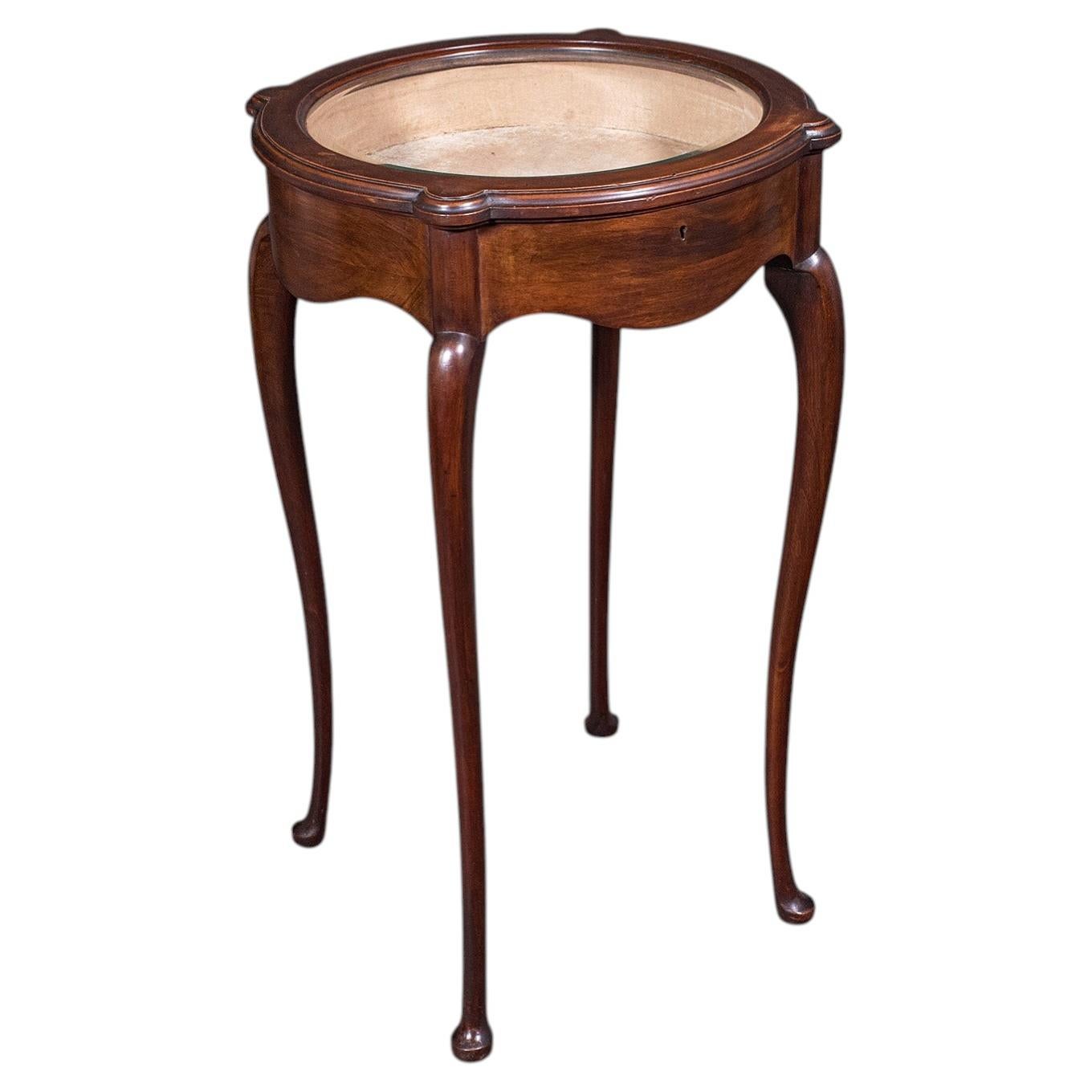 Small Antique Bijouterie Table, English, Glass Display Case, Edwardian, C.1905 For Sale