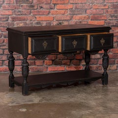 Small Antique Black Painted English Buffet or Sideboard