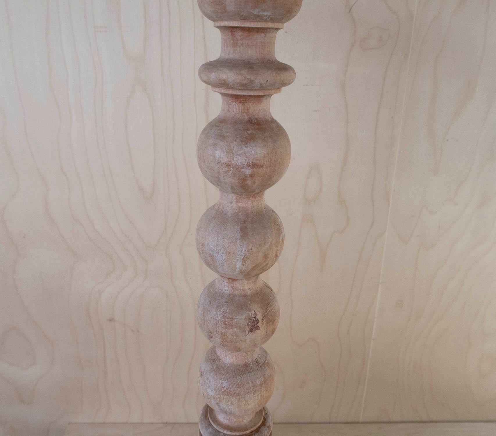Rustic Small Antique Bleached Bobbin Turned Round Side Table. English, Circa 1850