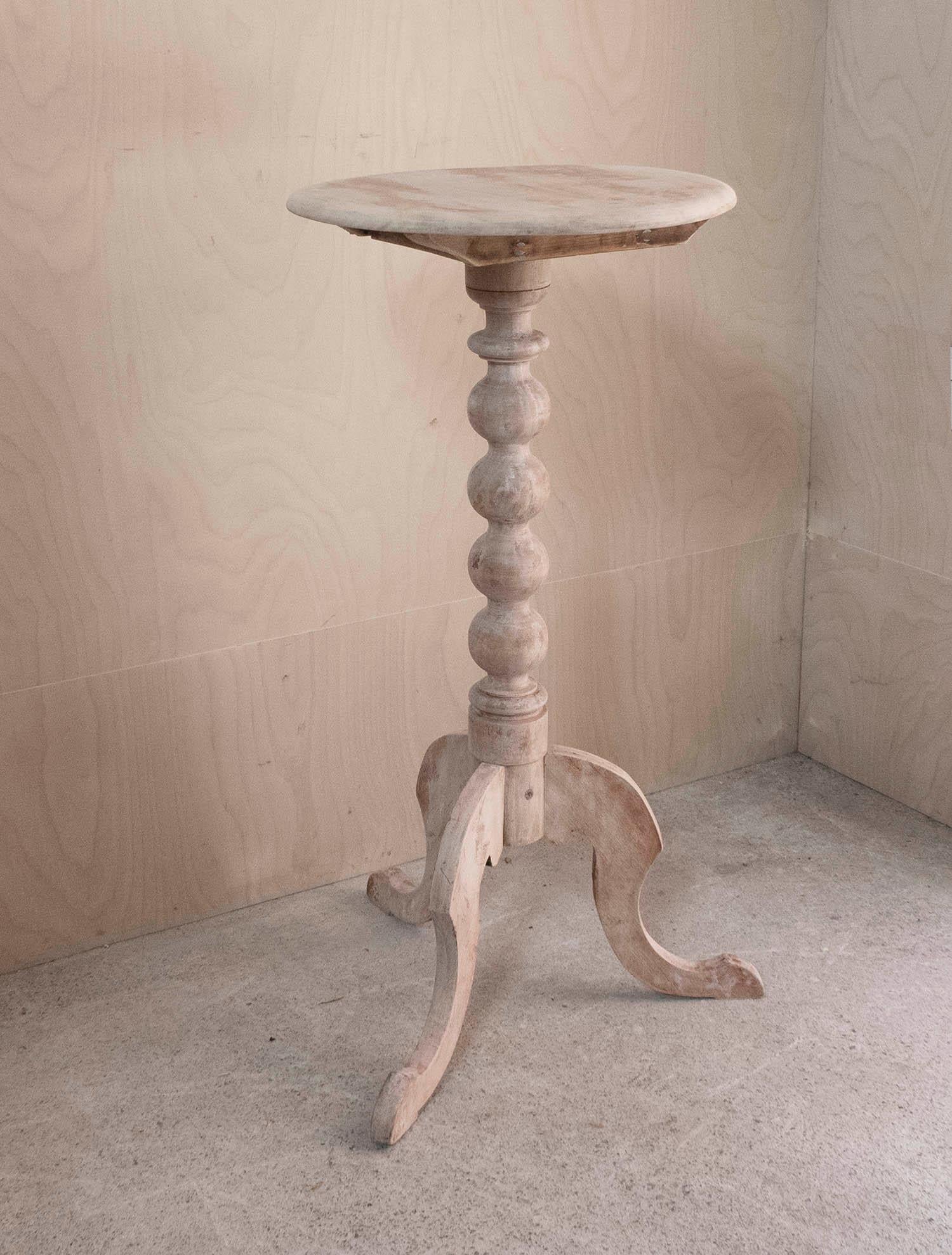 Mid-19th Century Small Antique Bleached Bobbin Turned Round Side Table. English, Circa 1850