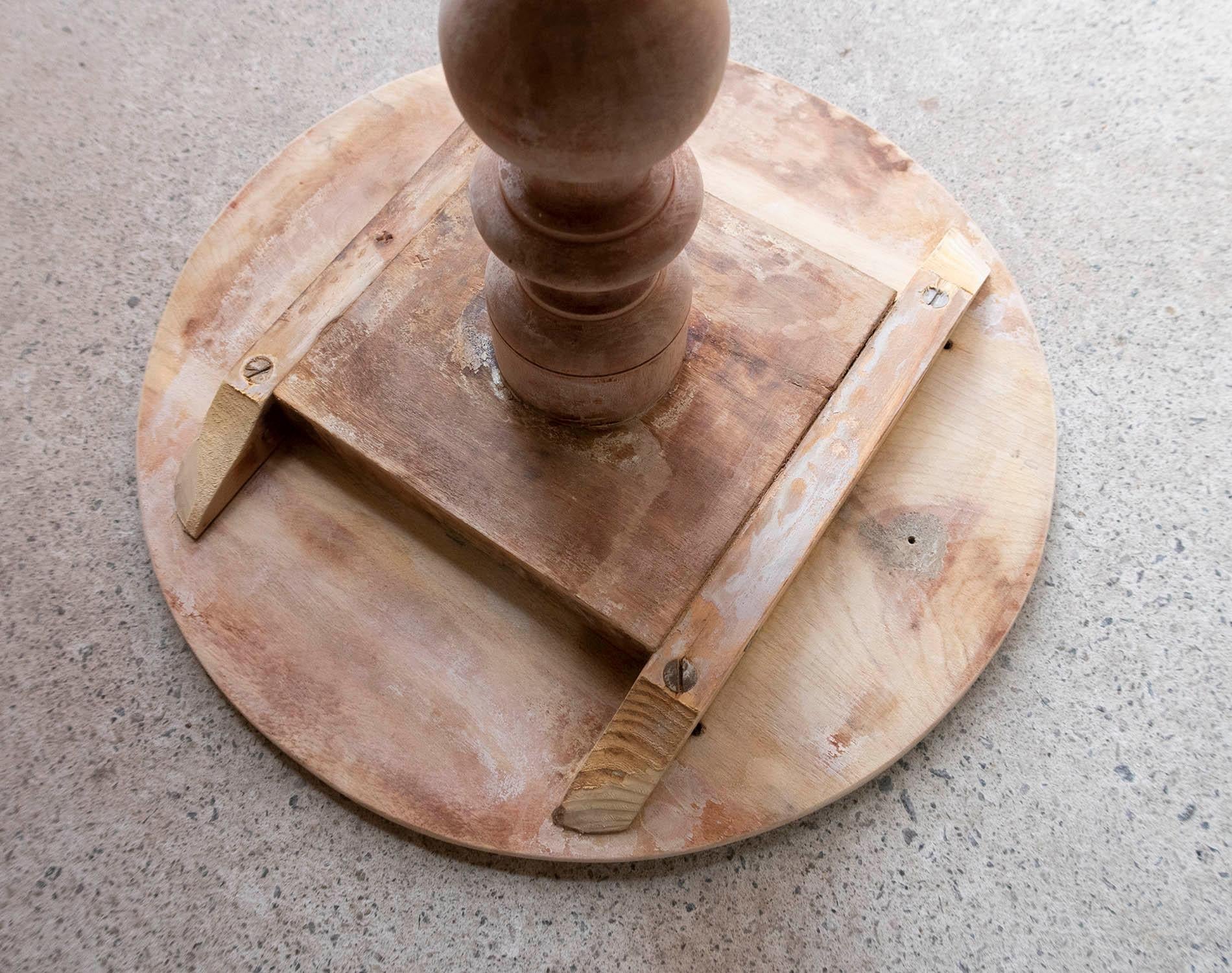 Fruitwood Small Antique Bleached Bobbin Turned Round Side Table. English, Circa 1850