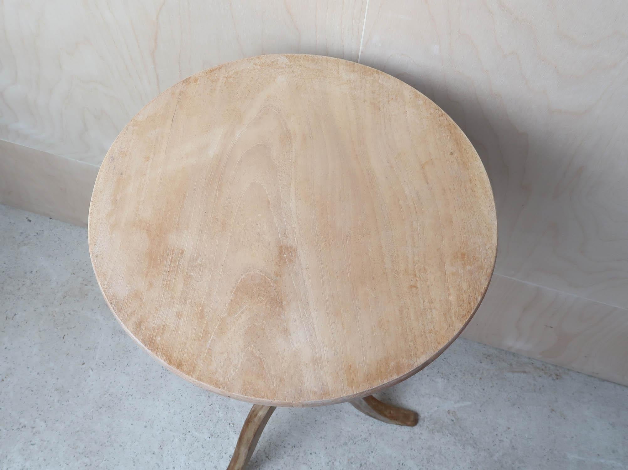 Mid-19th Century Small Antique Bleached Gustavian Style Round Side Table. English, Circa 1850