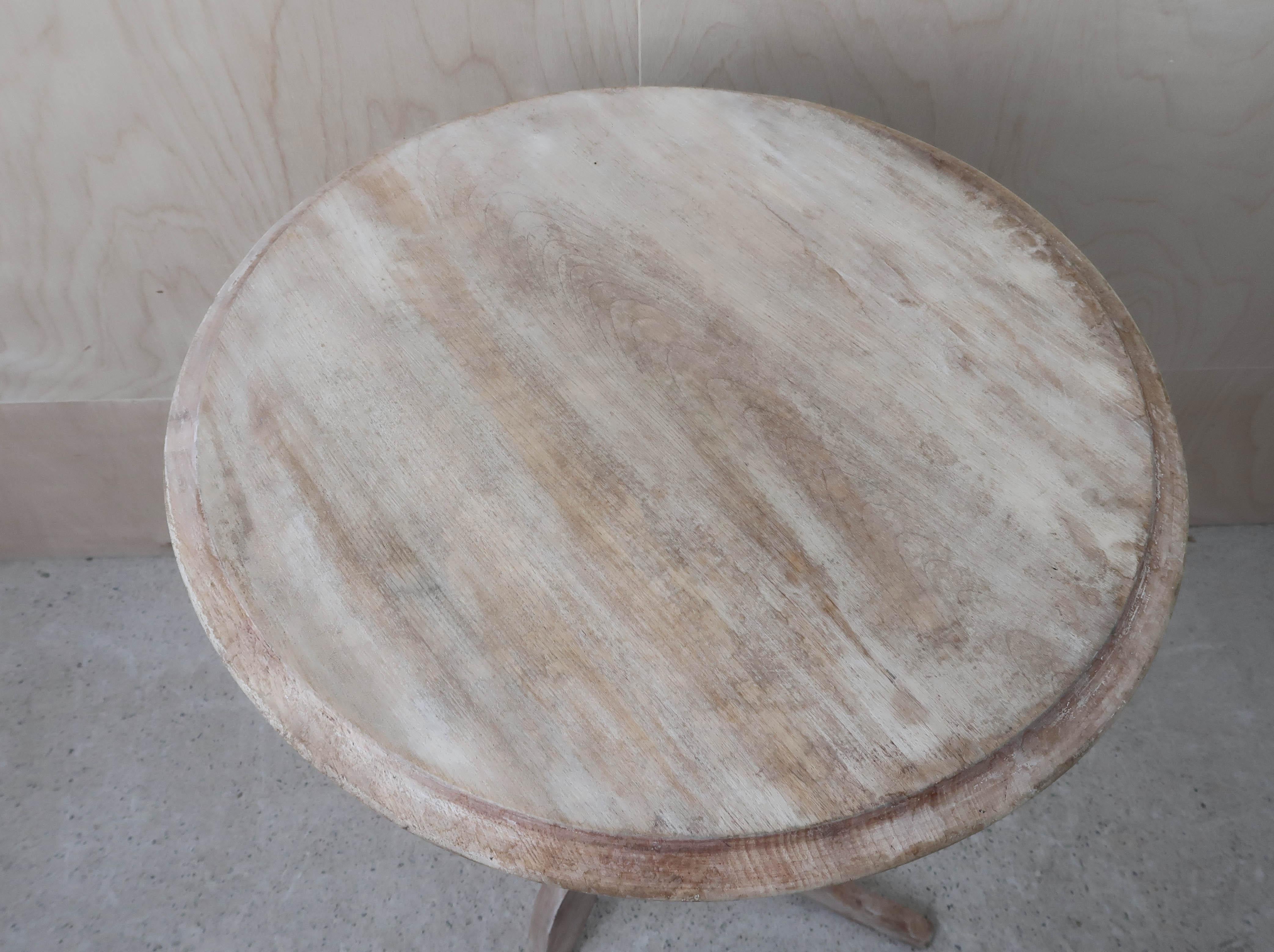 Wood Small Antique Bleached Gustavian Style Round Side Table. English, Circa 1850 For Sale