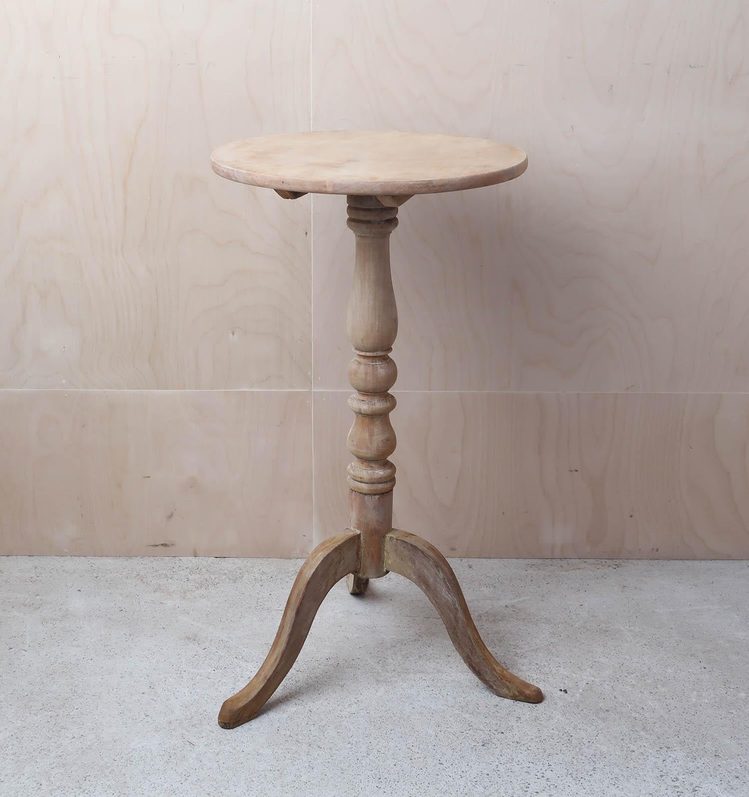 Wood Small Antique Bleached Gustavian Style Round Side Table. English, Circa 1850