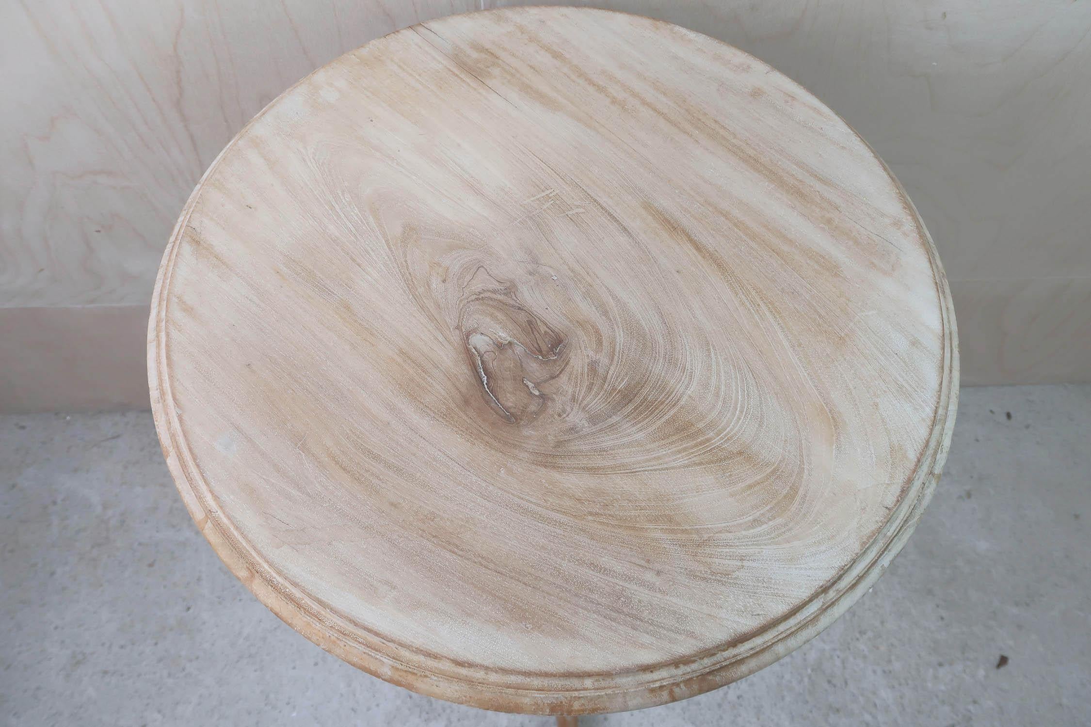 Wood Small Antique Bleached Gustavian Style Round Side Table. English, Circa 1850