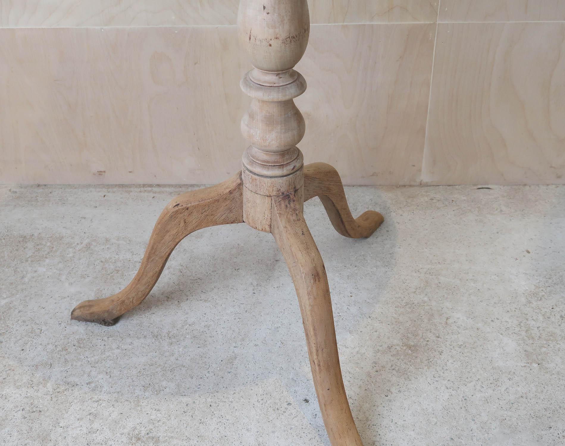Wood Small Antique Bleached Gustavian Style Round Side Table. English, Circa 1850