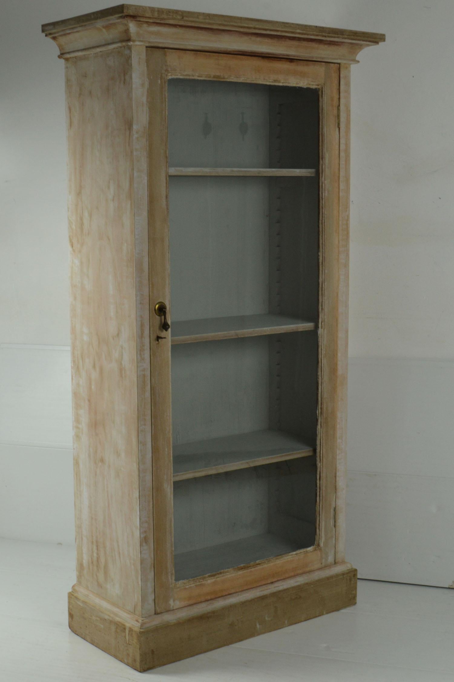 Georgian Small Antique Bleached Mahogany Cabinet or Bookcase