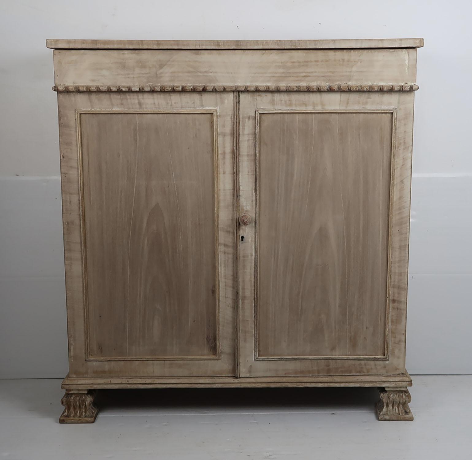 Palladian Small Antique Bleached Mahogany Side Cabinet, English, circa 1835