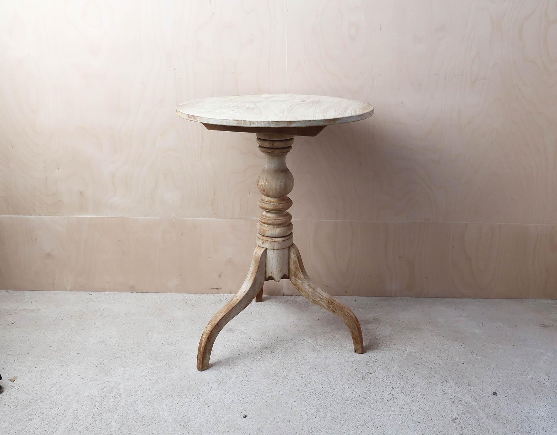 Wood Small Antique Bleached Round Side Table. English, Circa 1835