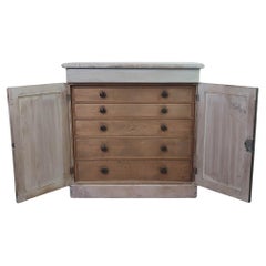 Small Antique Bleached Side Cabinet With Pine Drawers. English C.1830