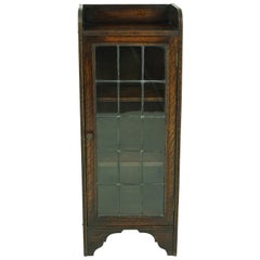 Small Antique Bookcase, Single Door Glass Display Cabinet, Scotland 1920, B1859