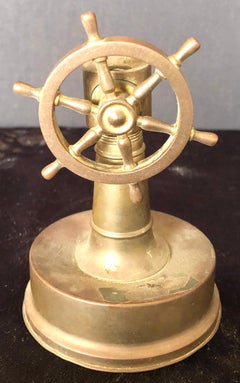 Small Antique Brass Ships Wheel Tabletop Cigar Cutter, circa 1920