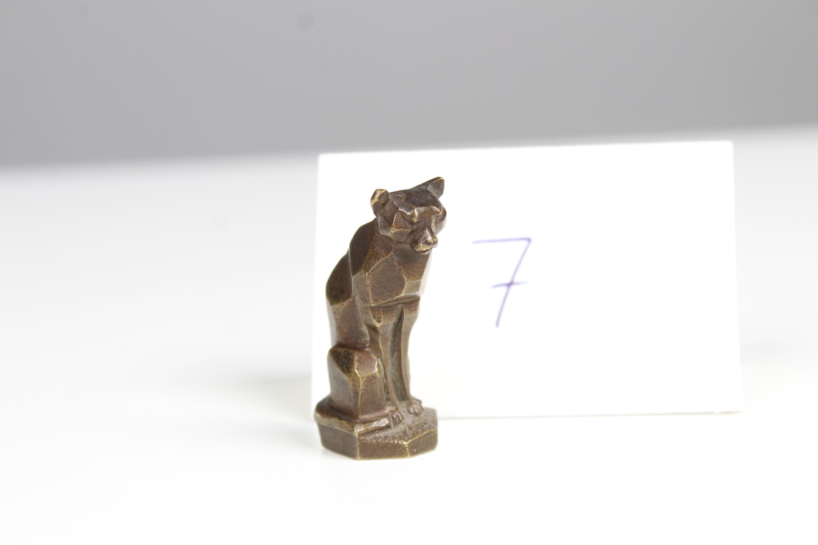 Small Antique Bronze Sculpture, Art Deco Cougar, France, Circa 1930s, Seal Stamp For Sale 4