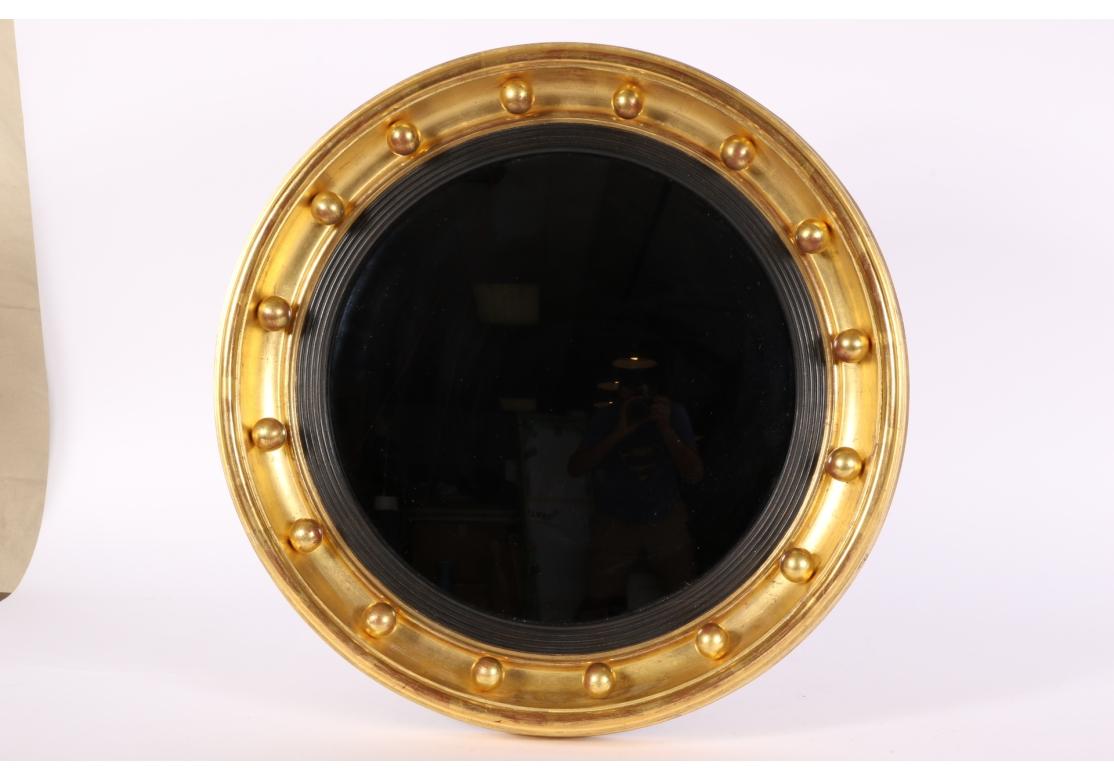 Smoked Glass Antique Bullseye Mirror For Sale