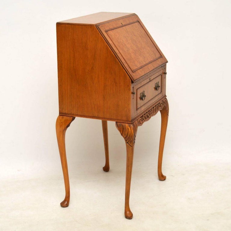 Small Antique Burr Maple Writing Bureau For Sale at 1stdibs