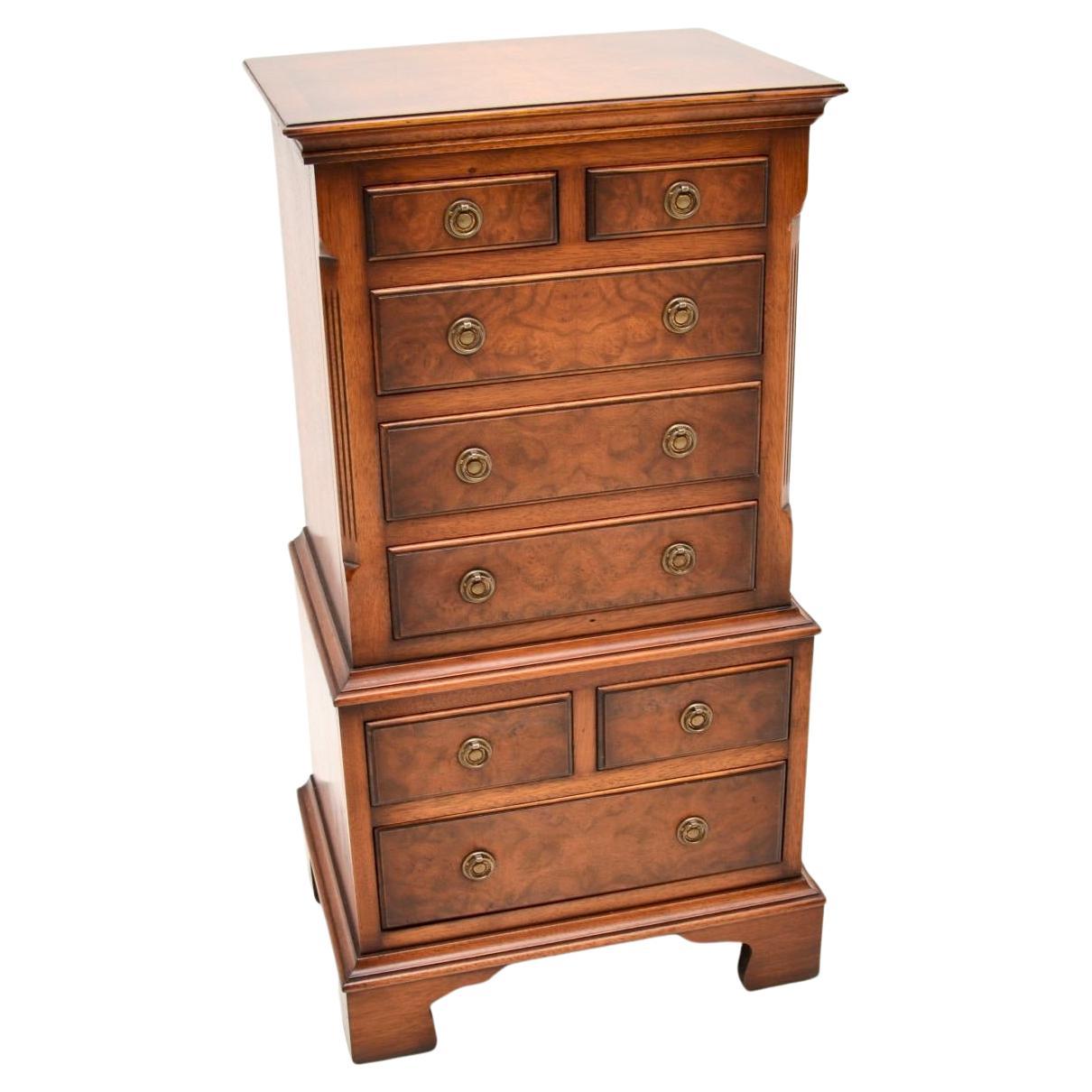 Small Antique Burr Walnut Chest of Drawers For Sale