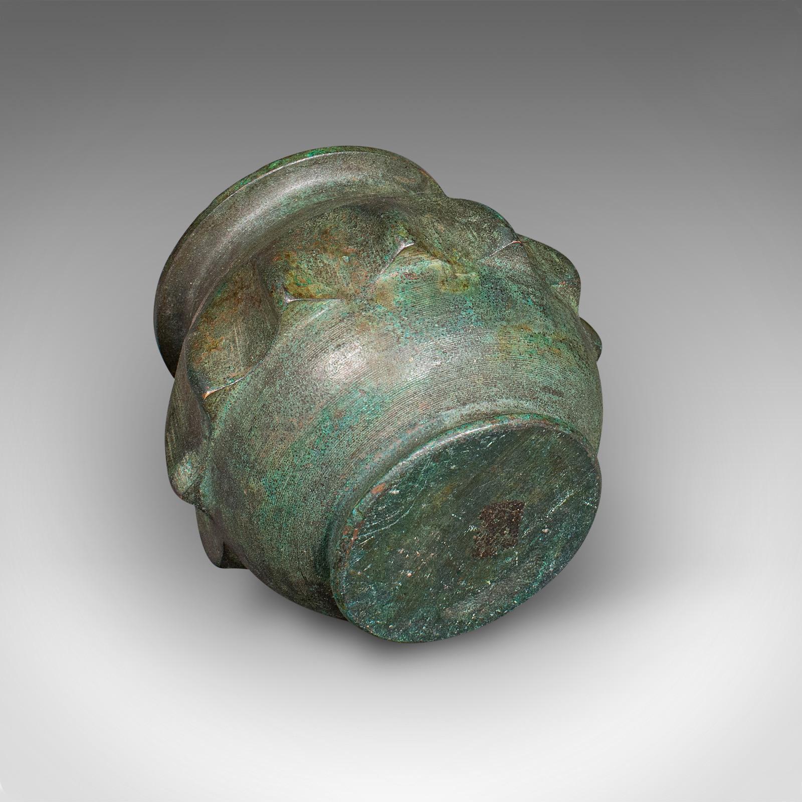 Pequeño Tintero Caligráfico Antiguo , Japonés, Meiji, Tintero de Bronce, Victoriano en venta 3
