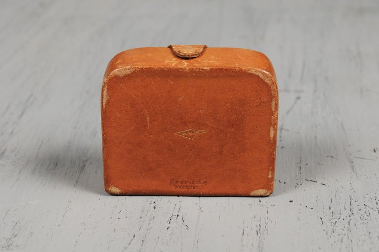 Small Antique Camalier and Buckley Leather Case with Buttoned Strap For
