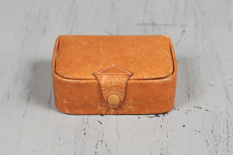 Small Antique Camalier and Buckley Leather Case with Buttoned Strap For