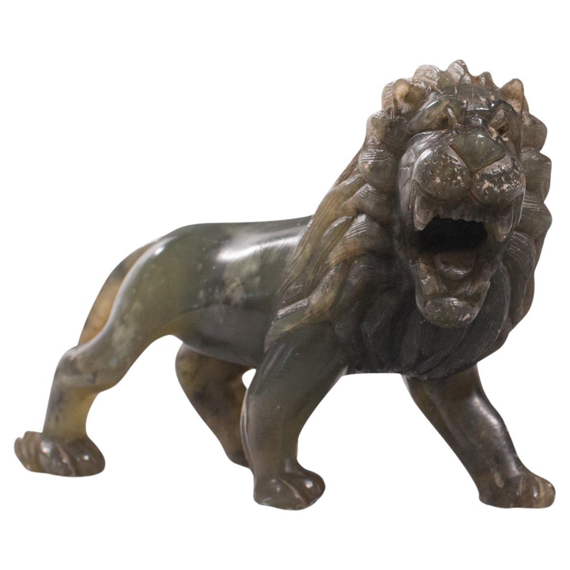 China Old Decorated Handwork Copper Carved A Fierce Lion Roar Elegant Statue 