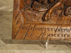 Small Antique Carved Walnut Plaque, Lion Of Lucerne, Late 1800s