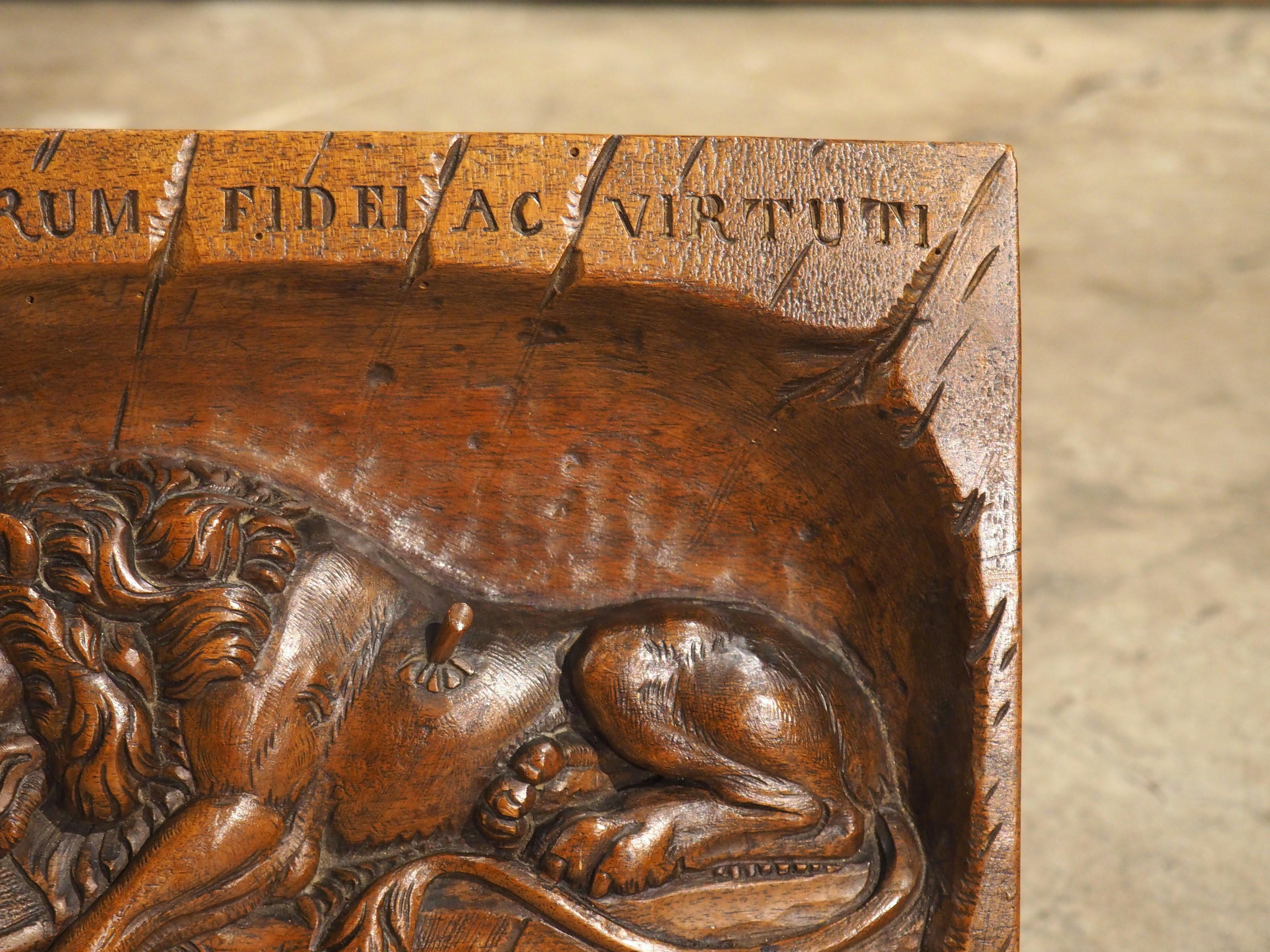 Small Antique Carved Walnut Plaque, Lion Of Lucerne, Late 1800s In Good Condition In Dallas, TX