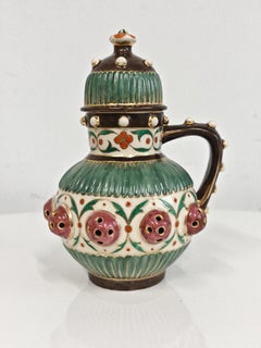 Small Antique Ceramic Pitcher by Zsolnay, Hungary 19th Century