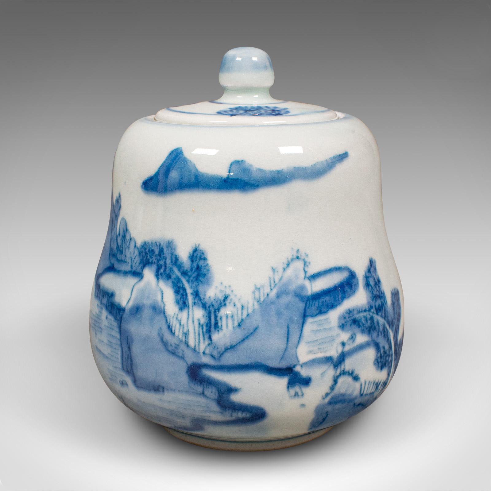 Petit pot à chaire ancien, oriental, boîte à thé en céramique, boîte de conserve, victorien, 1900 Bon état - En vente à Hele, Devon, GB