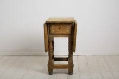 Small Antique Charming Baroque Drop-Leaf Table from Northern Sweden in Pine