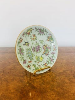 Small antique Chinese Celadon Famille vert plate