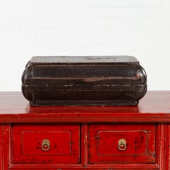 Small Antique Dowry Basket with Distressed Brown Patina