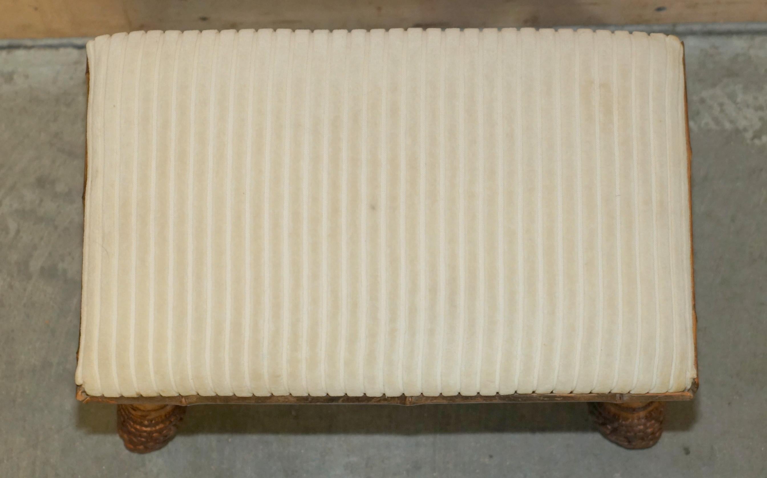 SMALL ANTiQUE CIRCA 1880 AESTHETIC MOVEMENT BAMBOO CARVED CHINESE FOOTSTOOL For Sale 4