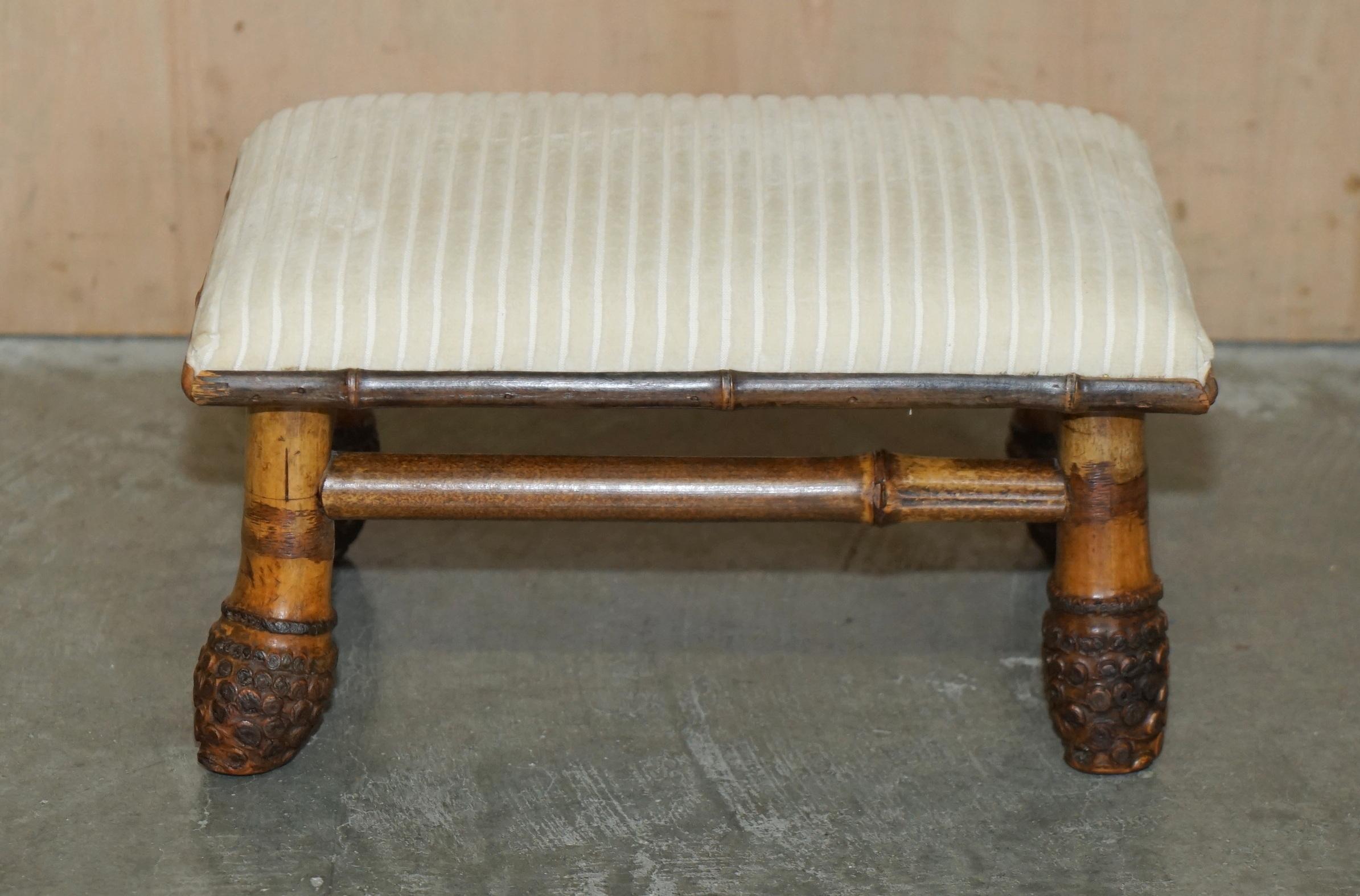 SMALL ANTiQUE CIRCA 1880 AESTHETIC MOVEMENT BAMBOO CARVED CHINESE FOOTSTOOL For Sale 10