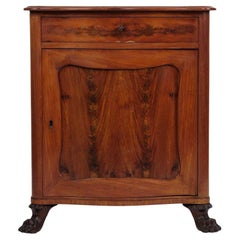Small Antique Console With Lion Feet In Hand Polished Mahogany From 1890s