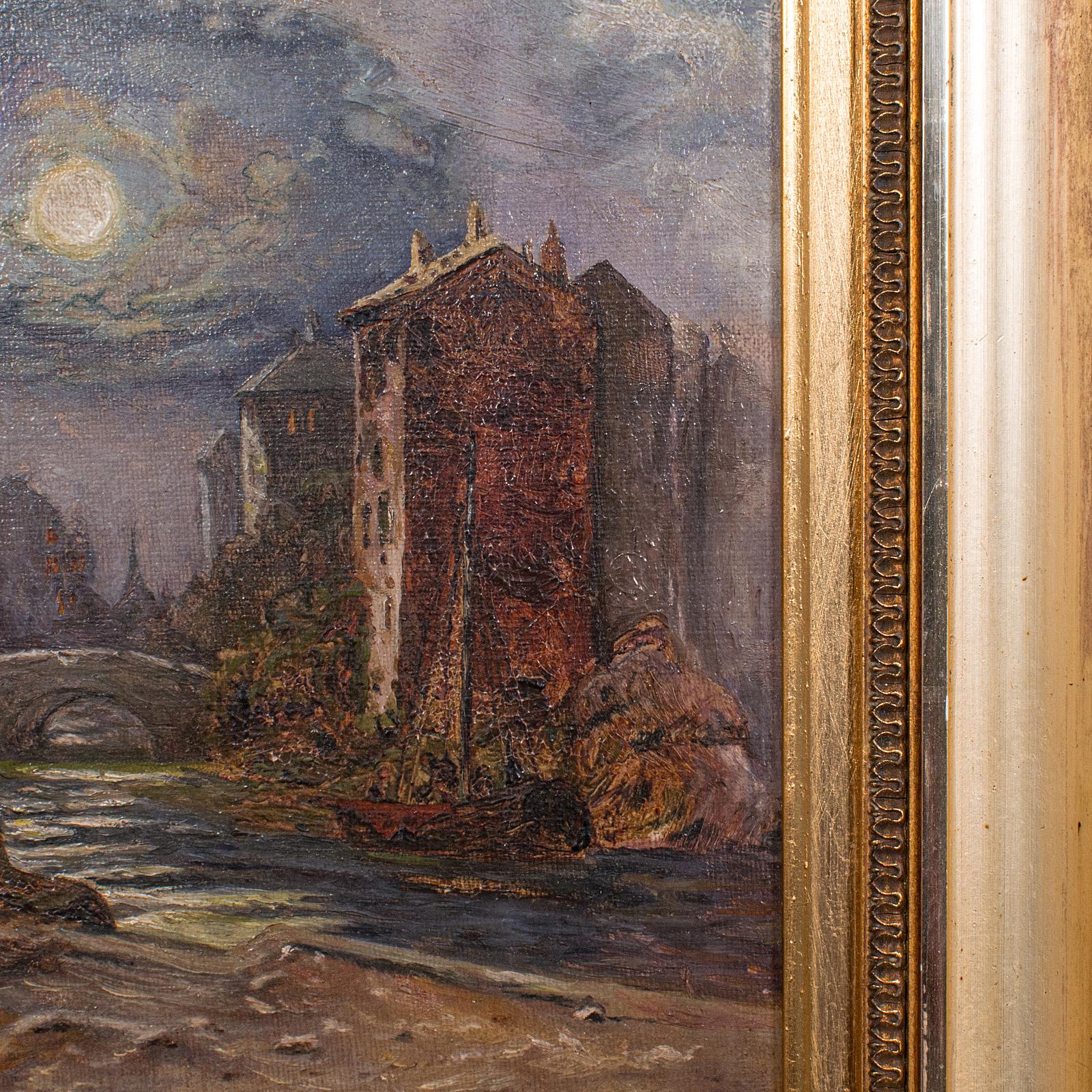 20th Century Small Antique Continental School Painting, Framed, Oil on Canvas, Art, C.1920 For Sale