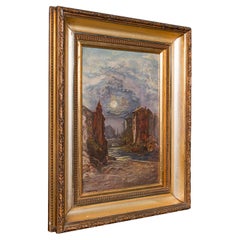 Antikes Gemälde der kontinentalen Schule, gerahmt, Öl auf Leinwand, Kunst, um 1920