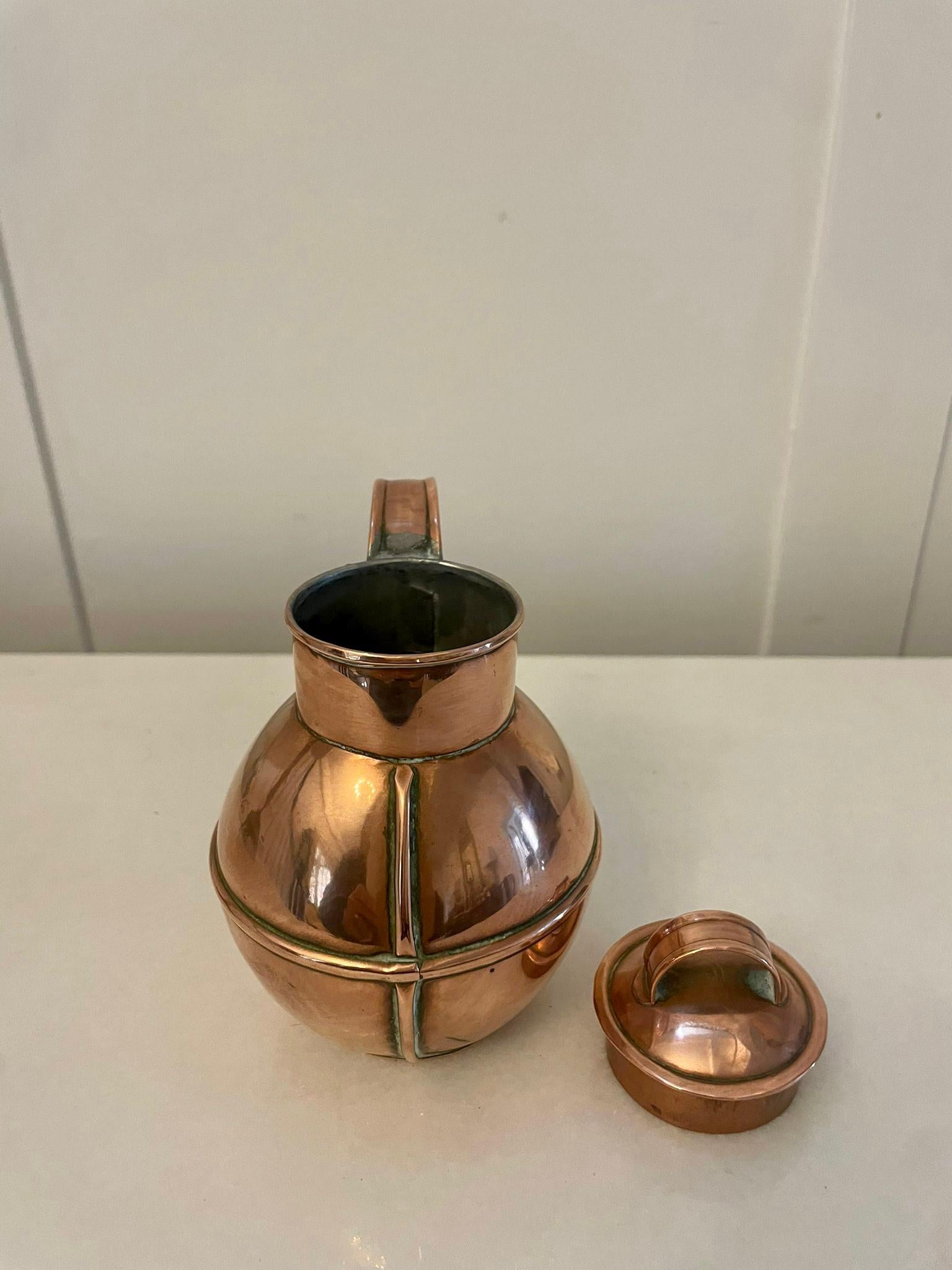 English Small Antique Copper Jersey Can For Sale