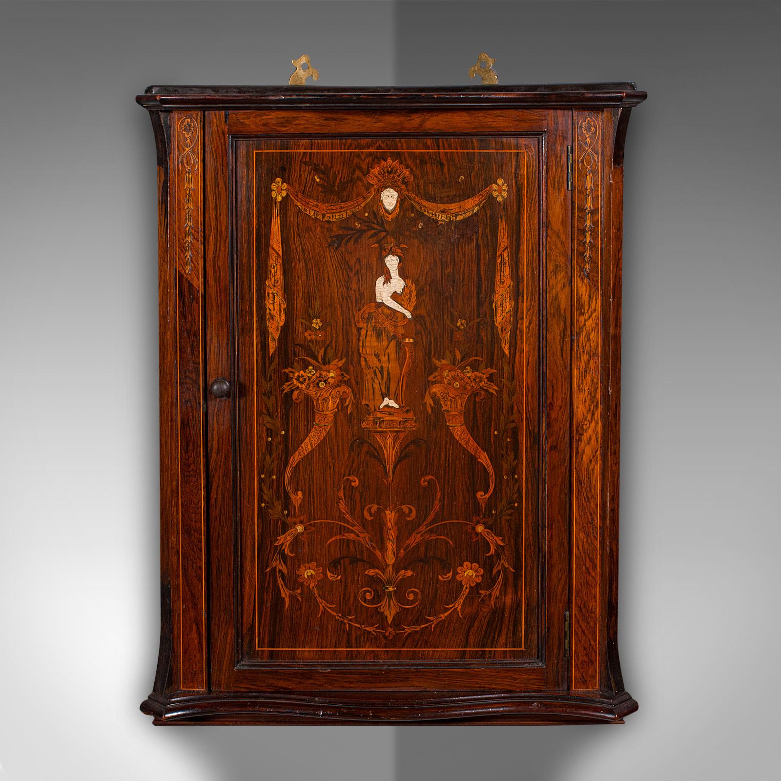 Edoardiano Small Antique Corner Cabinet, English, Georgian Revival, Cupboard, Edwardian in vendita