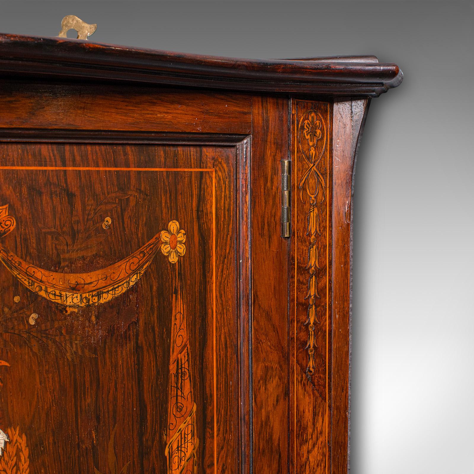 Palissandro Small Antique Corner Cabinet, English, Georgian Revival, Cupboard, Edwardian in vendita