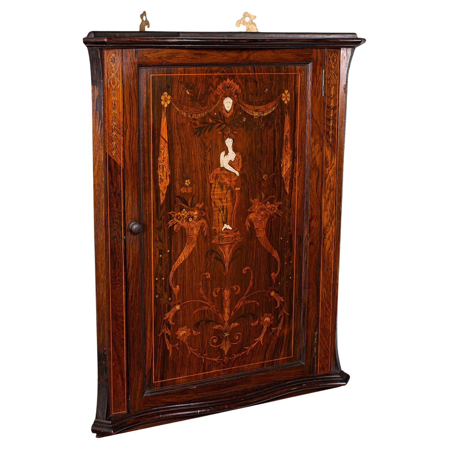 Small Antique Corner Cabinet, English, Georgian Revival, Cupboard, Edwardian